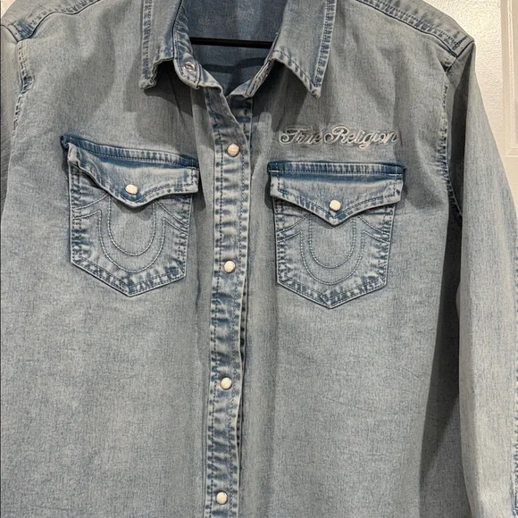 True Religion Light Blue Denim Shirt - Picture 4 of 9